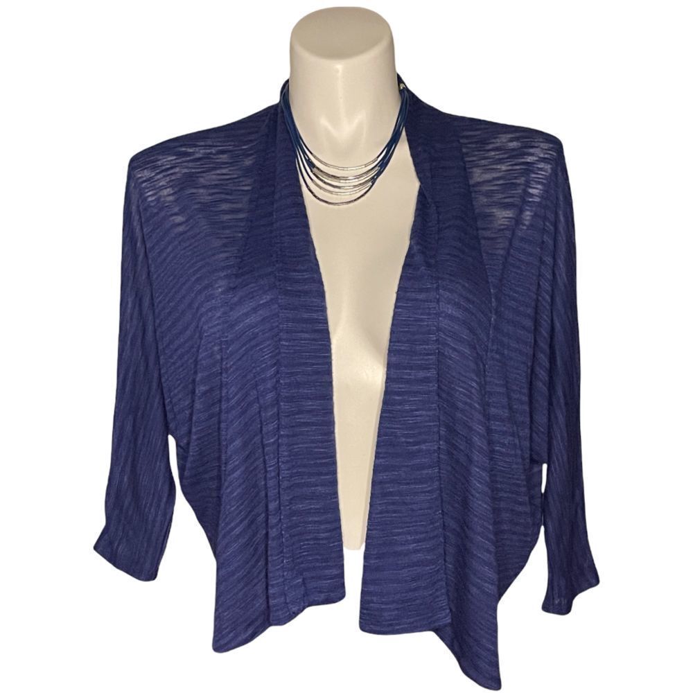 ULTRA FLIRT OPEN FRONT DOLMAN SLEEVE CARDIGAN‎ SWEATER BLUE M